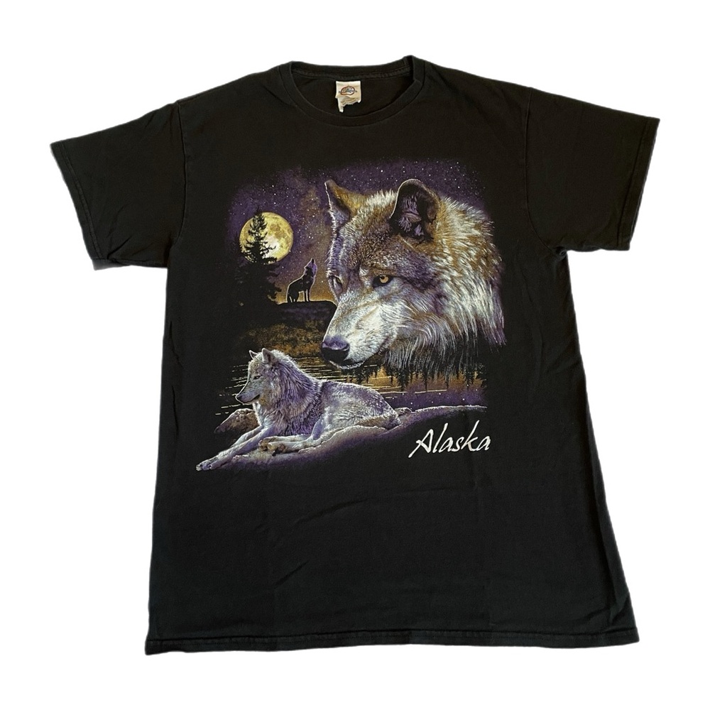 Vintage 80s Alaska Howling Wolf Moon T-Shirt